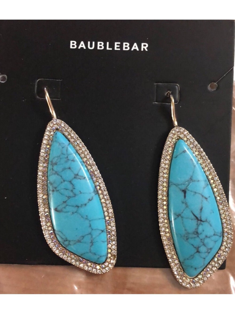 BaubleBar Turquoise Marbled Teardrop Halo Earrings